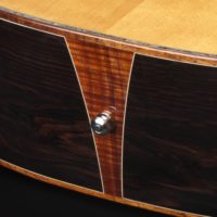 Wedge of koa with white contrasting lines on both sides (only in the combination with a contrasting line binding)